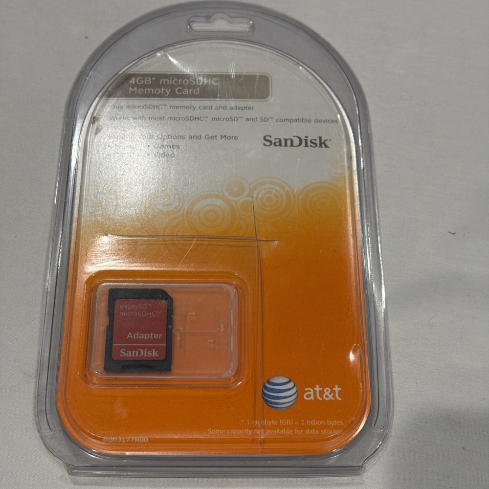 SanDisk 4GB‎ Micro & SDHC Memory Card AT&T - New/Sealed